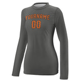 Custom Dark Grey Orange Women's Long-Sleeve Shirt