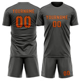 Custom Dark Grey Orange Soccer Jersey