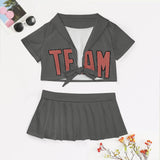 Custom Dark Grey Copper Rose Cheerleading Uniform Set