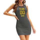 Custom Dark Grey Gold Sleeveless Vest Dress