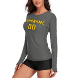 Custom Dark Grey Gold Women's Long-Sleeve Shirt