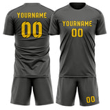 Custom Dark Grey Gold Soccer Jersey