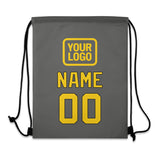 Custom Dark Grey Gold Drawstring Bag
