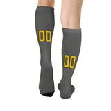 Custom Dark Grey Gold Knee-High Sock