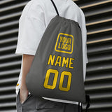 Custom Dark Grey Gold Drawstring Bag