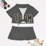 Custom Dark Grey Brown Cheerleading Uniform Set
