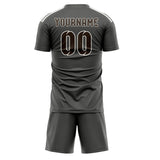 Custom Dark Grey Brown Soccer Jersey