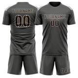 Custom Dark Grey Brown Soccer Jersey