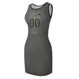 Custom Dark Grey Olive Sleeveless Vest Dress