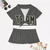 Custom Dark Grey Olive Cheerleading Uniform Set