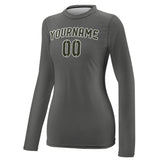 Custom Dark Grey Olive Women's Long-Sleeve Shirt