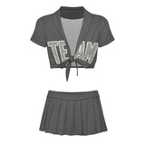 Custom Dark Grey Gray Cheerleading Uniform Set