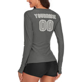 Custom Dark Grey Gray Women's Long-Sleeve Shirt