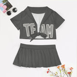 Custom Dark Grey Gray Cheerleading Uniform Set