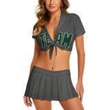 Custom Dark Grey Green Cheerleading Uniform Set