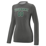 Custom Dark Grey Green Women's Long-Sleeve Shirt
