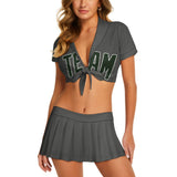 Custom Dark Grey Dark Green Cheerleading Uniform Set