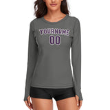 Custom Dark Grey Purple Women's Long-Sleeve Shirt