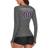 Custom Dark Grey Purple Women's Long-Sleeve Shirt