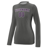 Custom Dark Grey Purple Women's Long-Sleeve Shirt