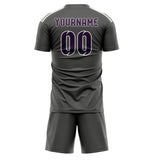 Custom Dark Grey Purple Soccer Jersey