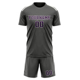 Custom Dark Grey Purple Soccer Jersey