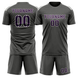 Custom Dark Grey Purple Soccer Jersey