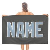 Custom Dark Grey Light Blue Beach Towel