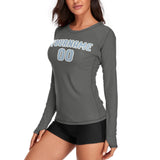 Custom Dark Grey Light Blue Women's Long-Sleeve Shirt