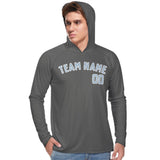 Custom Dark Grey Light Blue UV-Hoodie