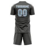 Custom Dark Grey Light Blue Soccer Jersey