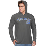 Custom Dark Grey Sky Blue UV-Hoodie