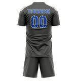 Custom Dark Grey Sky Blue Soccer Jersey
