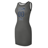 Custom Dark Grey Blue Sleeveless Vest Dress