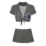 Custom Dark Grey Blue Cheerleading Uniform Set