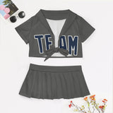 Custom Dark Grey Blue Cheerleading Uniform Set