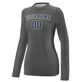 Custom Dark Grey Blue Women's Long-Sleeve Shirt