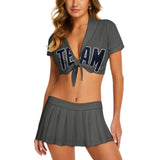 Custom Dark Grey Navy Cheerleading Uniform Set