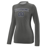 Custom Dark Grey Navy Women's Long-Sleeve Shirt