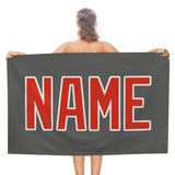 Custom Dark Grey Orange Red Beach Towel