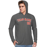 Custom Dark Grey Orange Red UV-Hoodie