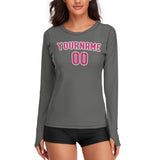 Custom Dark Grey Pink Women's Long-Sleeve Shirt