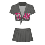 Custom Dark Grey Pink Cheerleading Uniform Set