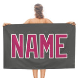 Custom Dark Grey Pink Beach Towel