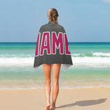 Custom Dark Grey Pink Beach Towel