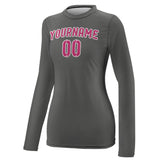 Custom Dark Grey Pink Women's Long-Sleeve Shirt