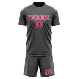 Custom Dark Grey Pink Soccer Jersey