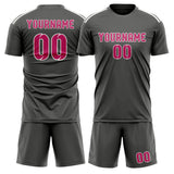 Custom Dark Grey Pink Soccer Jersey