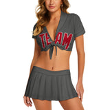 Custom Dark Grey Red Cheerleading Uniform Set