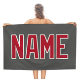 Custom Dark Grey Red Beach Towel